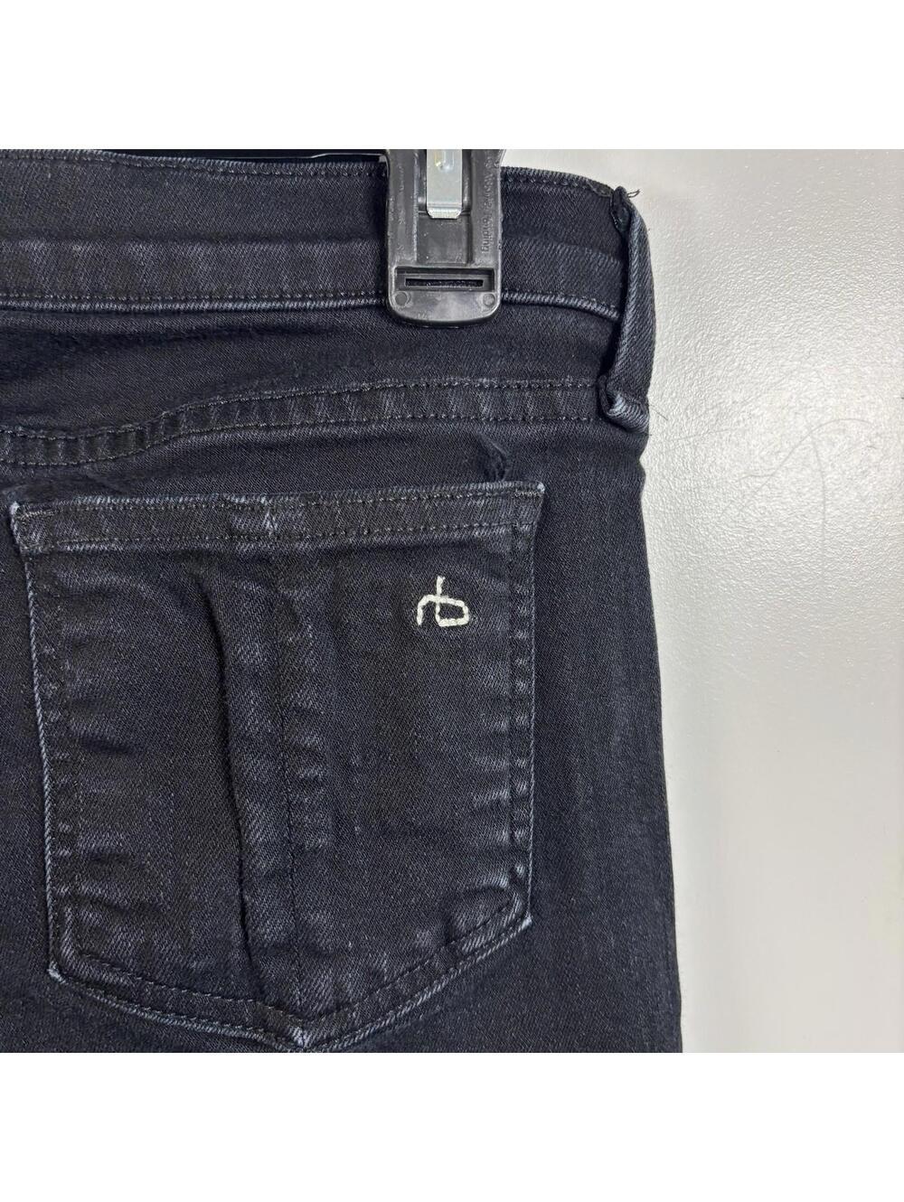 Rag & Bone Stiletto Bootcut Jeans Womens 27 Coal Black Slim Denim Y2K Low Rise - Picture 4 of 9
